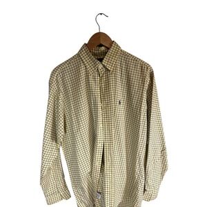 Ralph Lauren Blake‎ Gingham Check Long Sleeve Button Down Shirt Mens Med Yellow